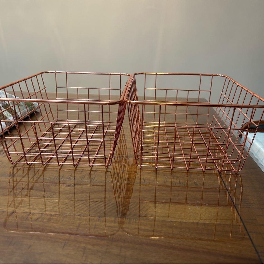 Rose Gold Wire Storage Baskets